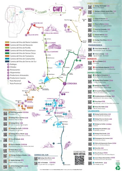 Mapa Caminos del Vino de Córdoba